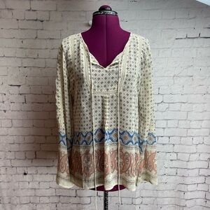 Altar’d State size medium long sleeve sheer cream colored boho blouse